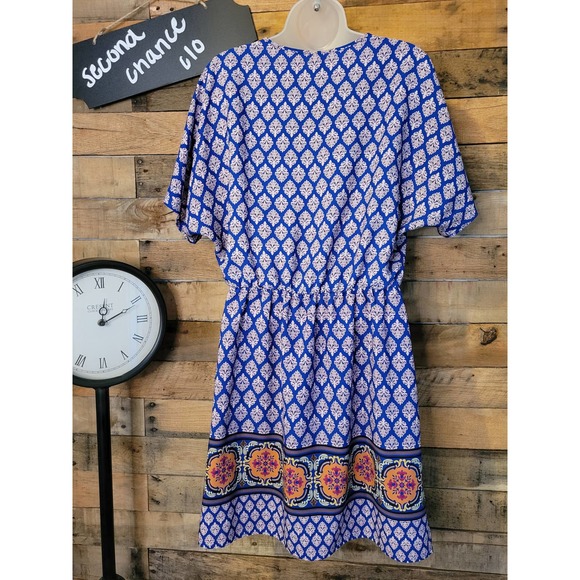 SALE-Pink Owl women's boho paisley style cinched waist dress size large - Picture 10 of 10